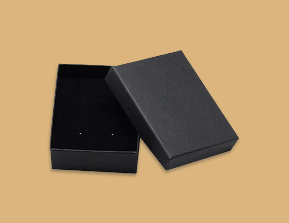 black cardboard boxes